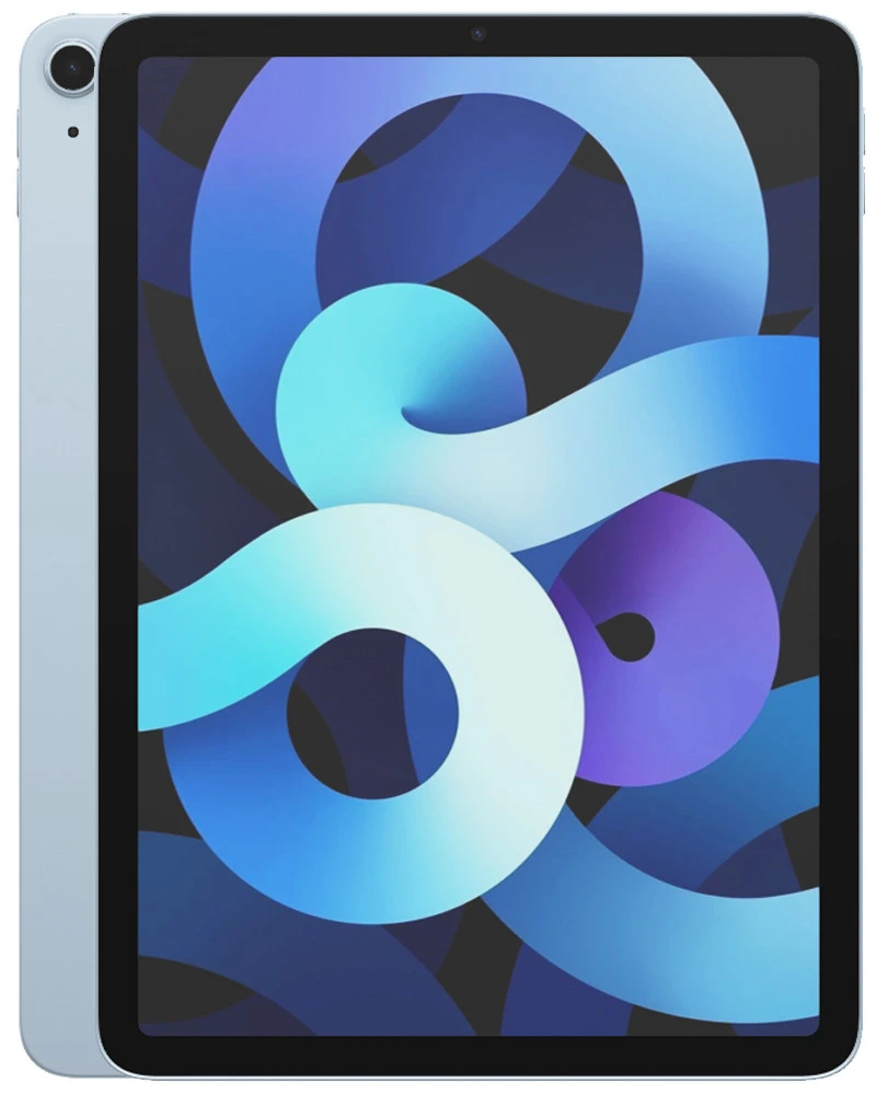 Wholesale Apple iPad Air 4 A2324 sky blue 64GB 4G LTE unlocked, A stock, bulk tablet lot front and back view