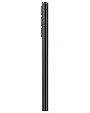 Wholesale Samsung Galaxy S22 Ultra S908U phantom black 256GB 5G Unknown Carrier locked, B/C stock — bulk smartphone lot side view