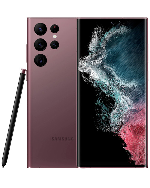 Wholesale Samsung Galaxy S22 Ultra burgundy 512GB unlocked C grade bulk smartphone