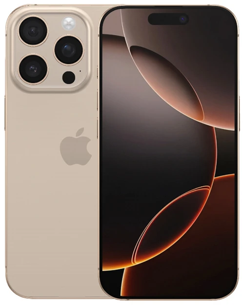 Wholesale Apple iPhone 16 Pro A3083 desert titanium 256GB 5G T-Mobile locked, A/B stock — front and back view