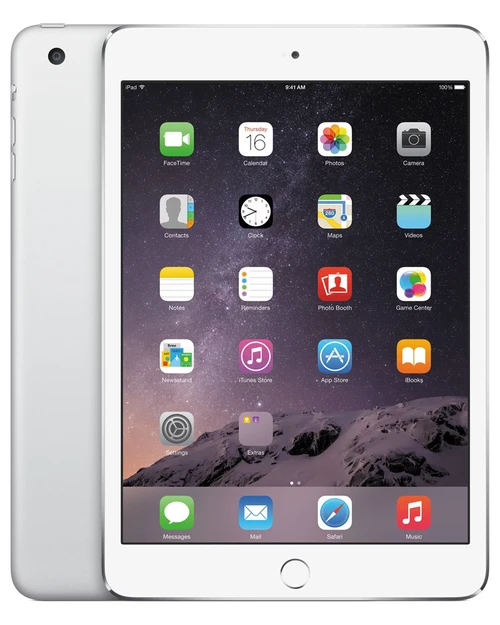 Wholesale Apple iPad Mini 3 A1600 silver 16GB 4G LTE unlocked, A stock — bulk tablet lot front and back view