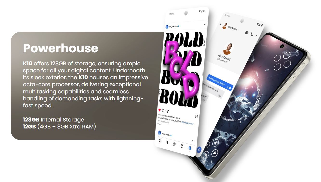Bulk BLU K10 128GB 4G LTE unlocked A+ stock wholesale smartphone memory