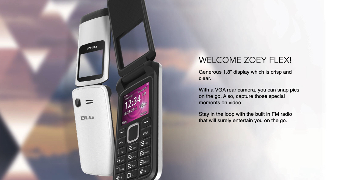 Wholesale BLU Zoey Flex black 2G unlocked A+ stock bulk flip phone