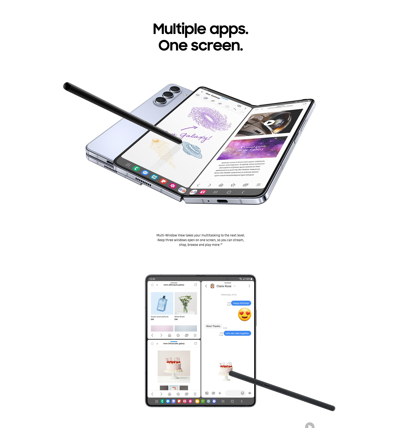 Wholesale Samsung Galaxy Z Fold5 F946U phantom black 256GB 5G unlocked A stock bulk smartphone angle view