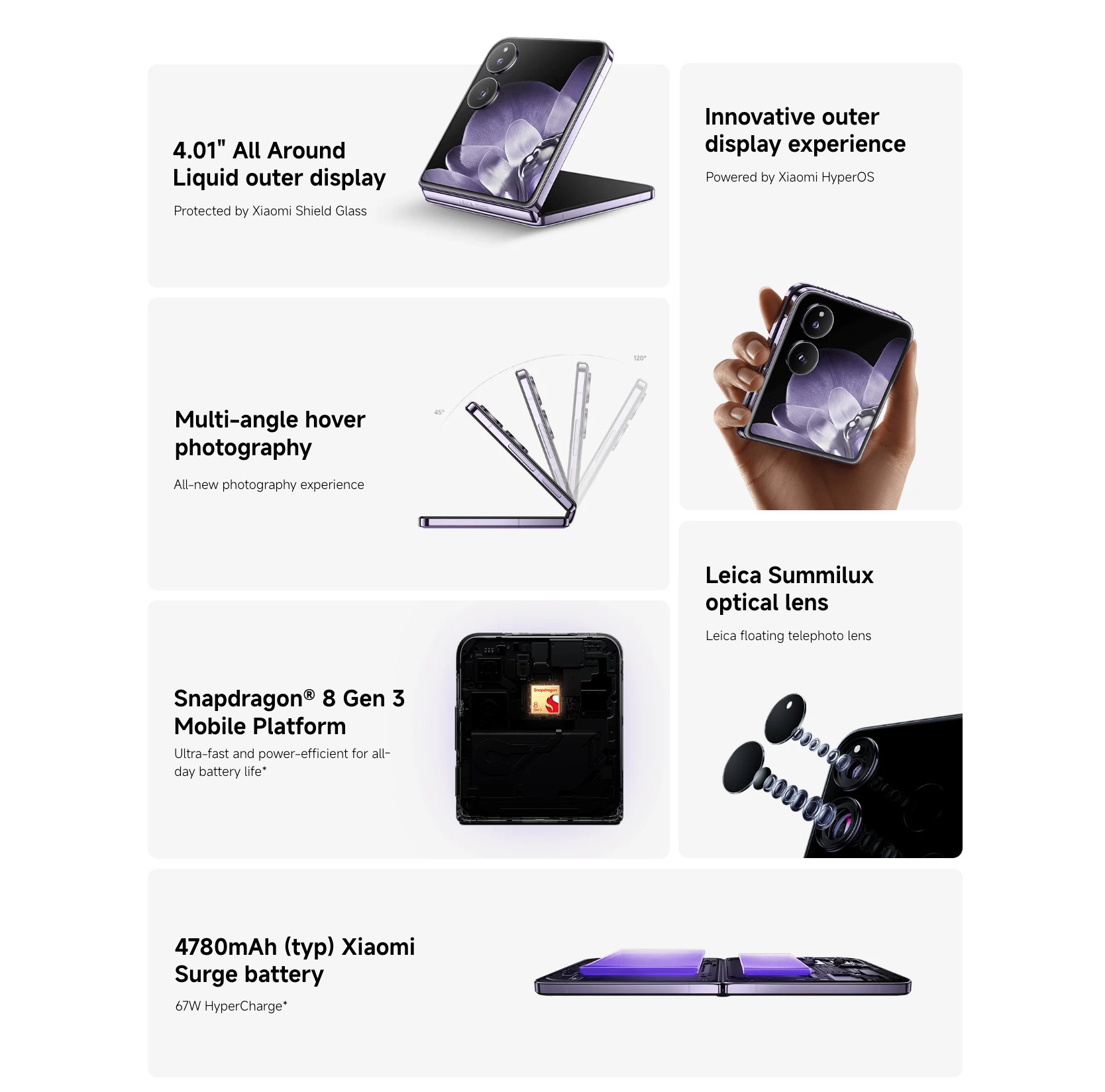 Wholesale Xiaomi Mix Flip black 256GB 5G unlocked A+ stock bulk smartphone