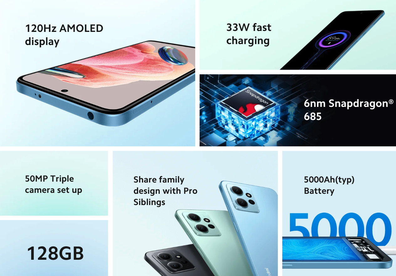 Wholesale Xiaomi Redmi Note 12 black 128GB 5G unlocked A+ stock bulk smartphone