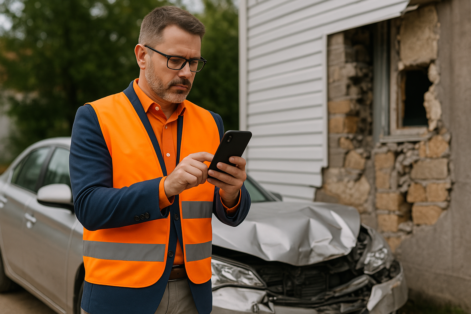 Insurance Adjuster Using Smartphone in Field