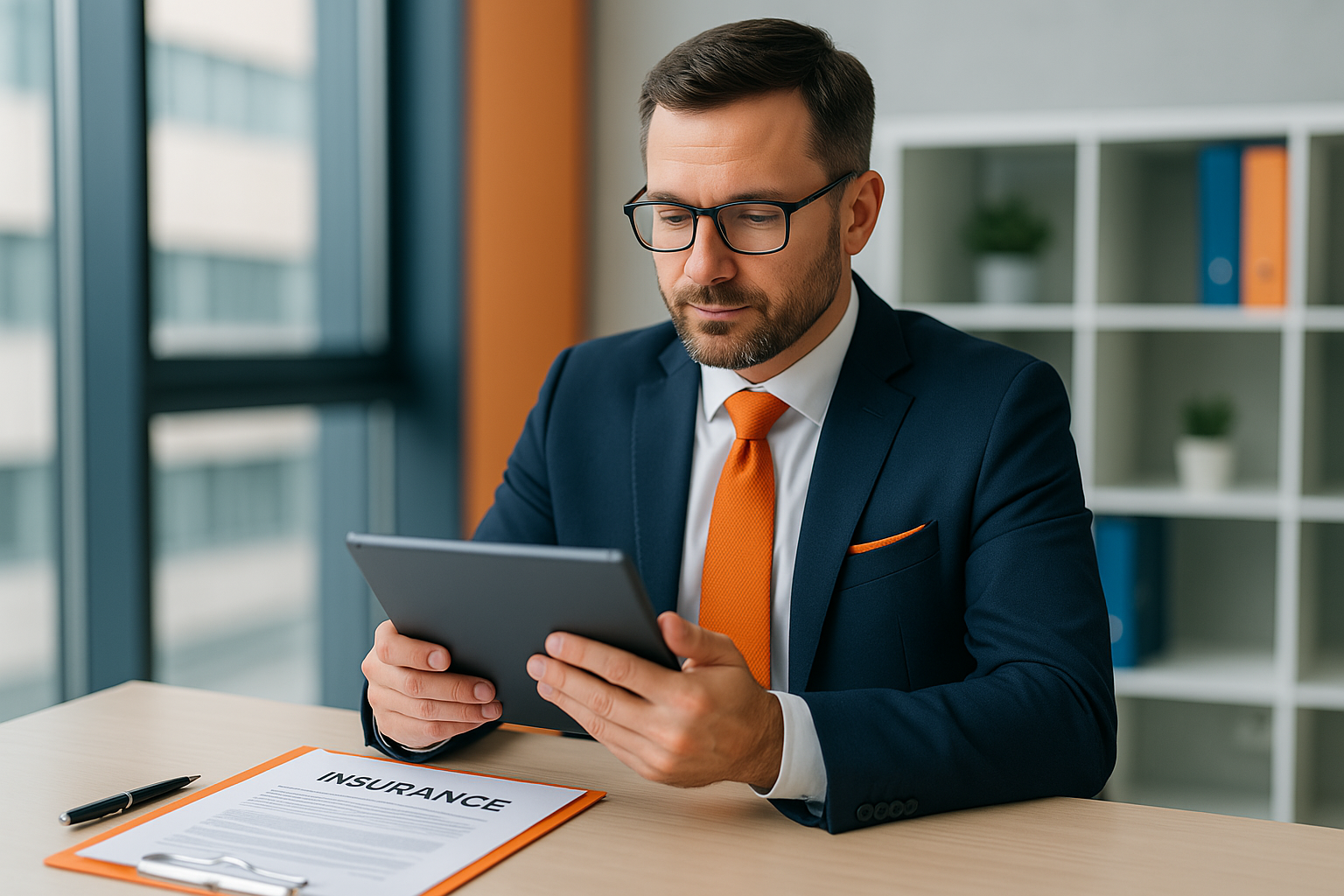 Insurance Professional Using Tablet