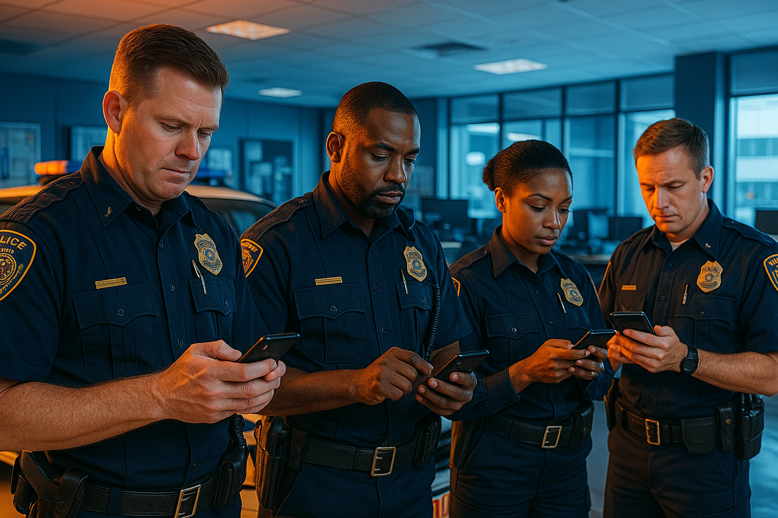 Police Officers Using Smartphones
