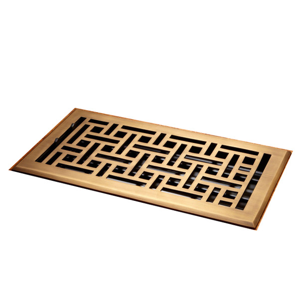 Naiture Wicker Style Solid Brass Floor Register in 9 Sizes and 6 Finishes