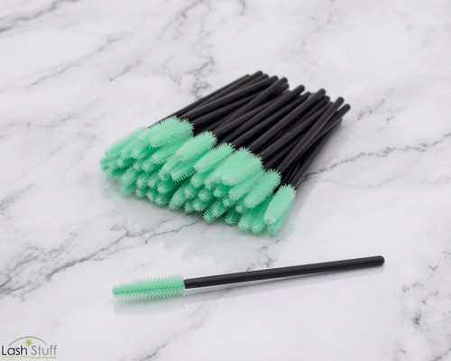 Silicone Peppermint Green/Black Mascara Brushes (50ct)