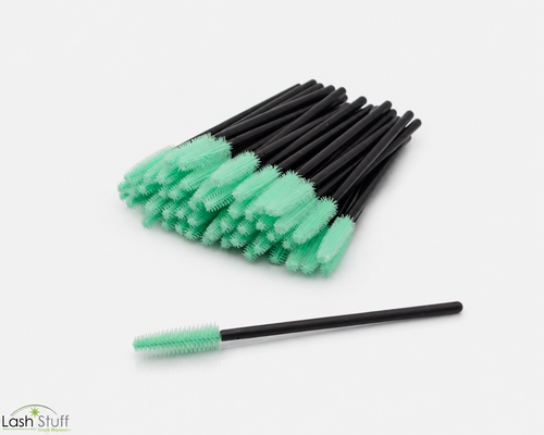 Silicone Peppermint Green/Black Mascara Brushes (50ct)