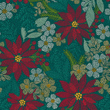 Holiday Stitches MAS11170-G Deep Green Maywood Studio Fabric Image