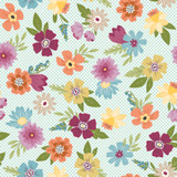 Cottontail Farm MAS11341-Q Aqua Kimberbell Fabric Image