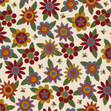 Penny Flower Flannel MASF11431-E Cream Bonnie Sullivan Fabric Image