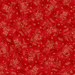 Christmastime MAS11091-R Red Robin Kingsley Fabric Image