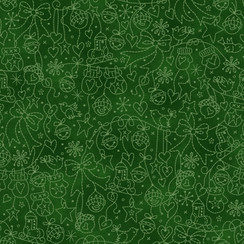 Christmastime MAS11093-G Green Robin Kingsley Fabric Image