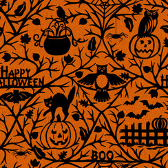 Pumpkin Grove MAS11180-OJ Orange/Black Maywood Studio Fabric Image