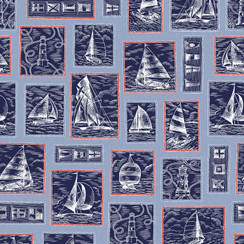 Regatta Days MAS11100-B Blue Maywood Studio Fabric Image
