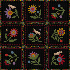 Penny Flower Flannel MASF11430-J Black Bonnie Sullivan Fabric Image
