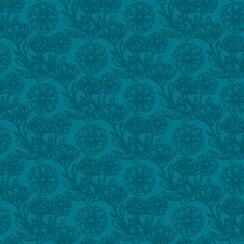Printed Garden MAS11363-Q Aqua Susie Hetherington Fabric Image