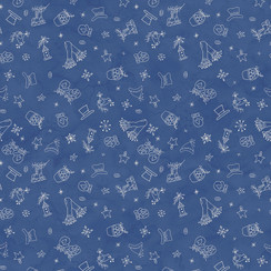 Frosty Friends MAS11482-B2 Dark Blue Robin Kingsley Fabric Image