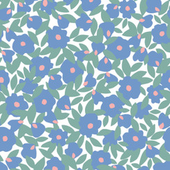 Cups & Quilts MAS10593-WB White/Blue Lydia Johnson Fabric Image