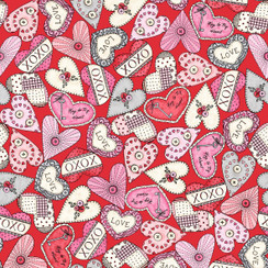 I Heart You MAS10761-R Red  Kris Lammers Fabric Image