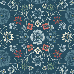 Cottage Flowers MAS10830-NZ Navy/Multi Susie Hetherington