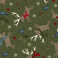 Holly Jolly Flannel MASF10893-G Green Bonnie Sullivan Fabric Image