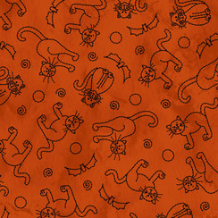Spooky Stitches MAS10872-O Orange Robin Kingsley Fabric Image