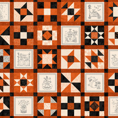 Spooky Stitches MAS10879-O Orange Robin Kingsley Fabric Image