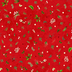 Winter Wreaths MAS10884-R Red Maywood Studio Fabric Image