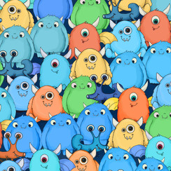 Space Monsters MAS10921-NZ Dark Navy/Multi Maywood Studio Fabric Image