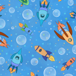 Space Monsters MAS10922-B Medium Blue Maywood Studio Fabric Image