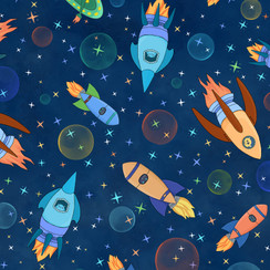 Space Monsters MAS10922-NZ Dark Navy/Multi Maywood Studio Fabric Image