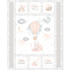 Honey Bunny Minky Panel MASMK10917-WK White/Grey Maywood Studio Fabric Image