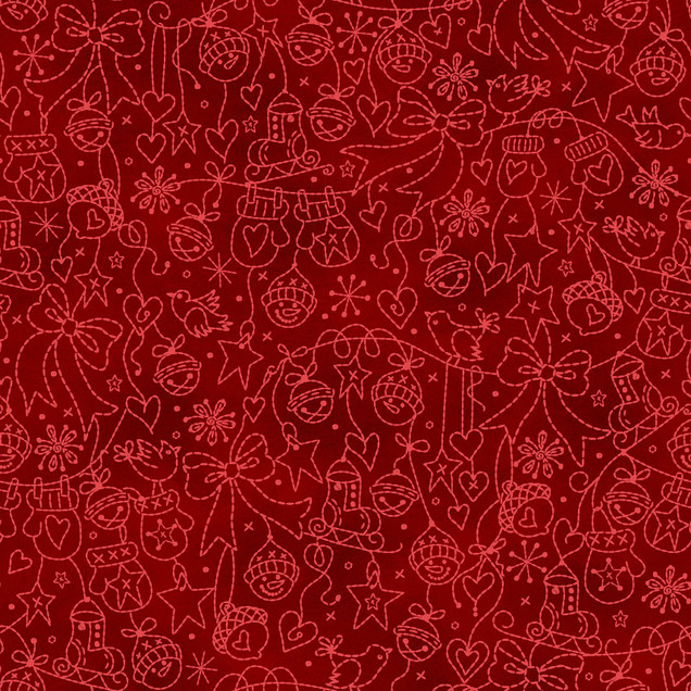Christmastime MAS11093-R Red Robin Kingsley Fabric Image