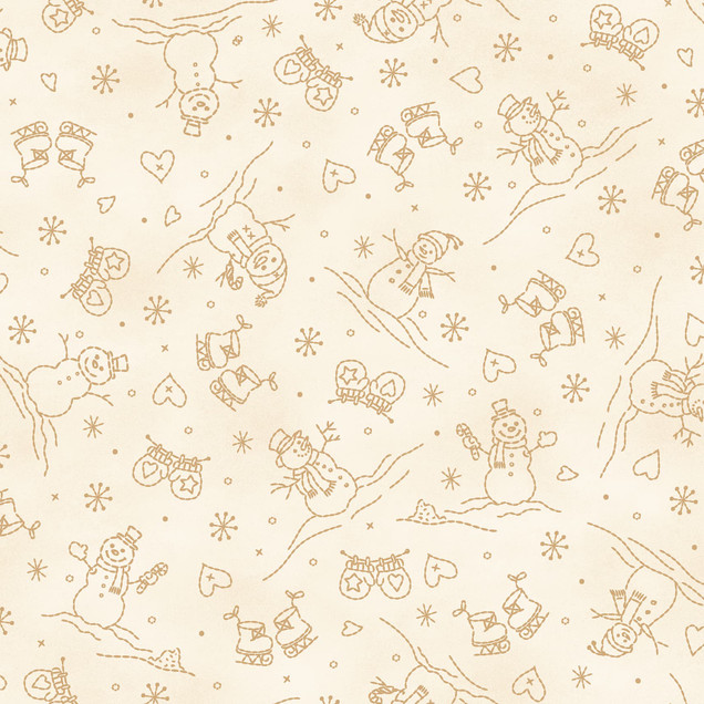 Christmastime MAS11094-E Cream Robin Kingsley Fabric Image