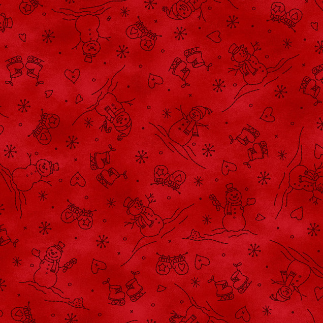 Christmastime MAS11094-R Red Robin Kingsley Fabric Image