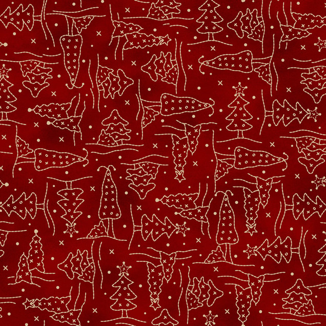 Christmastime MAS11095-R Red Robin Kingsley Fabric Image