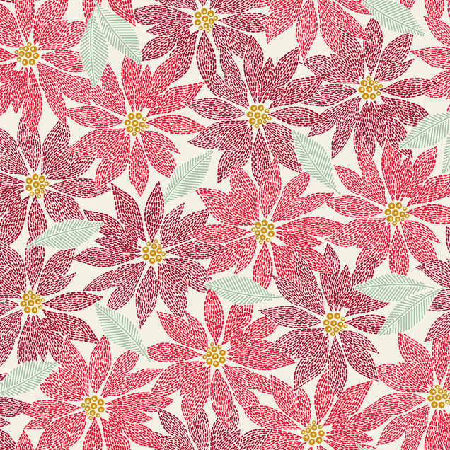 Holiday Stitches MAS11171-E Cream Maywood Studio Fabric Image