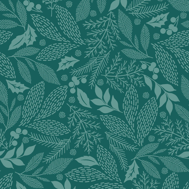 Holiday Stitches MAS11173-G Deep Green Maywood Studio Fabric Image