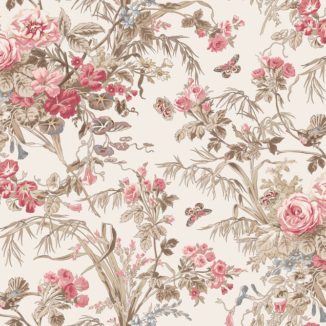 Meadow Blush MAS11130-W White Maywood Studio Fabric Image