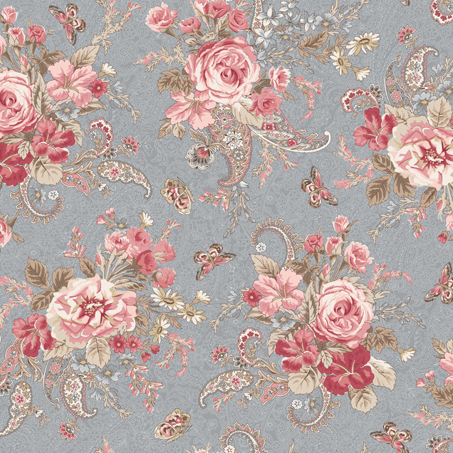 Meadow Blush MAS11131-B Blue Maywood Studio Fabric Image