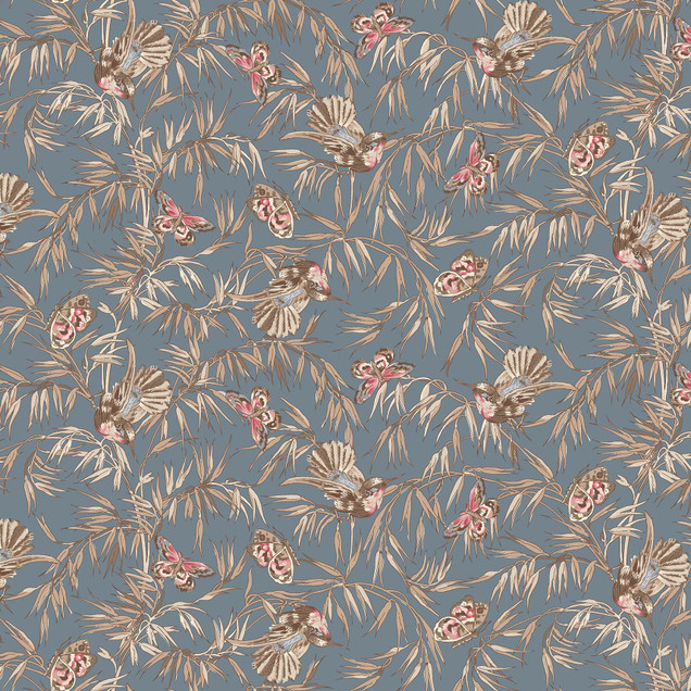 Meadow Blush MAS11134-B Blue Maywood Studio Fabric Image