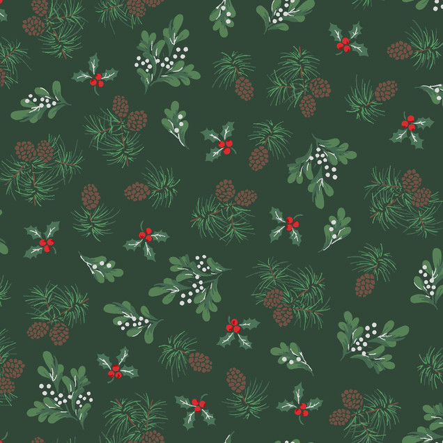 Merry Mix MASM11110-G Green Maywood Studio Fabric Image