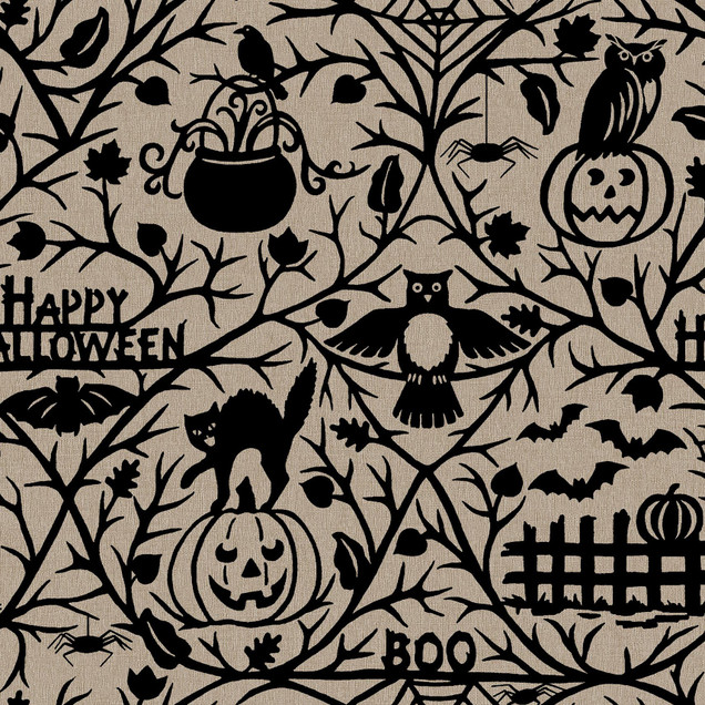Pumpkin Grove MAS11180-TJ Tan/Black Maywood Studio Fabric Image