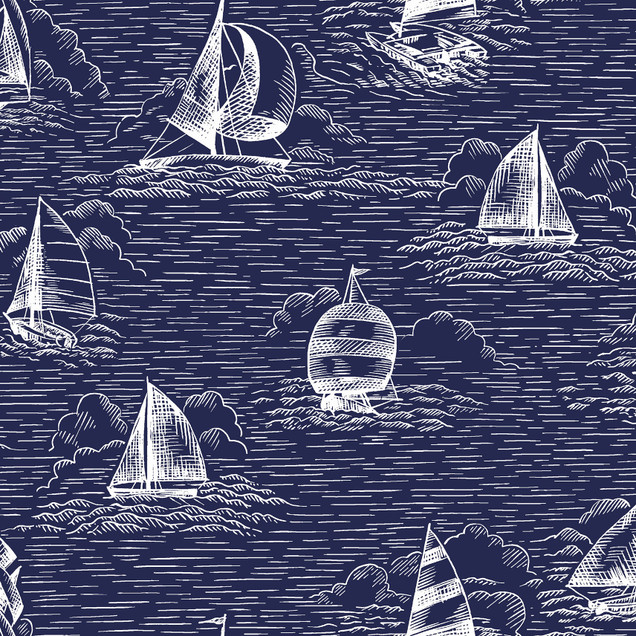 Regatta Days MAS11102-B Blue Maywood Studio Fabric Image