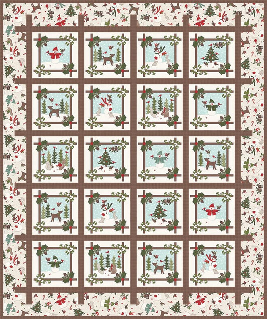 Snowtop Mountain Flannel Winter Windows Quilt Free Pattern Project Image